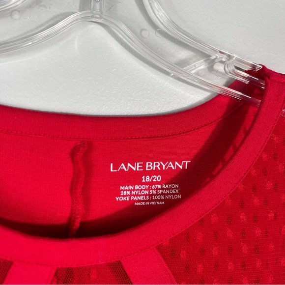 Lane Bryant Women’s Bright Red Stretch Knit Mesh Detail Long Sleeve Top 18/20 - Picture 3 of 4